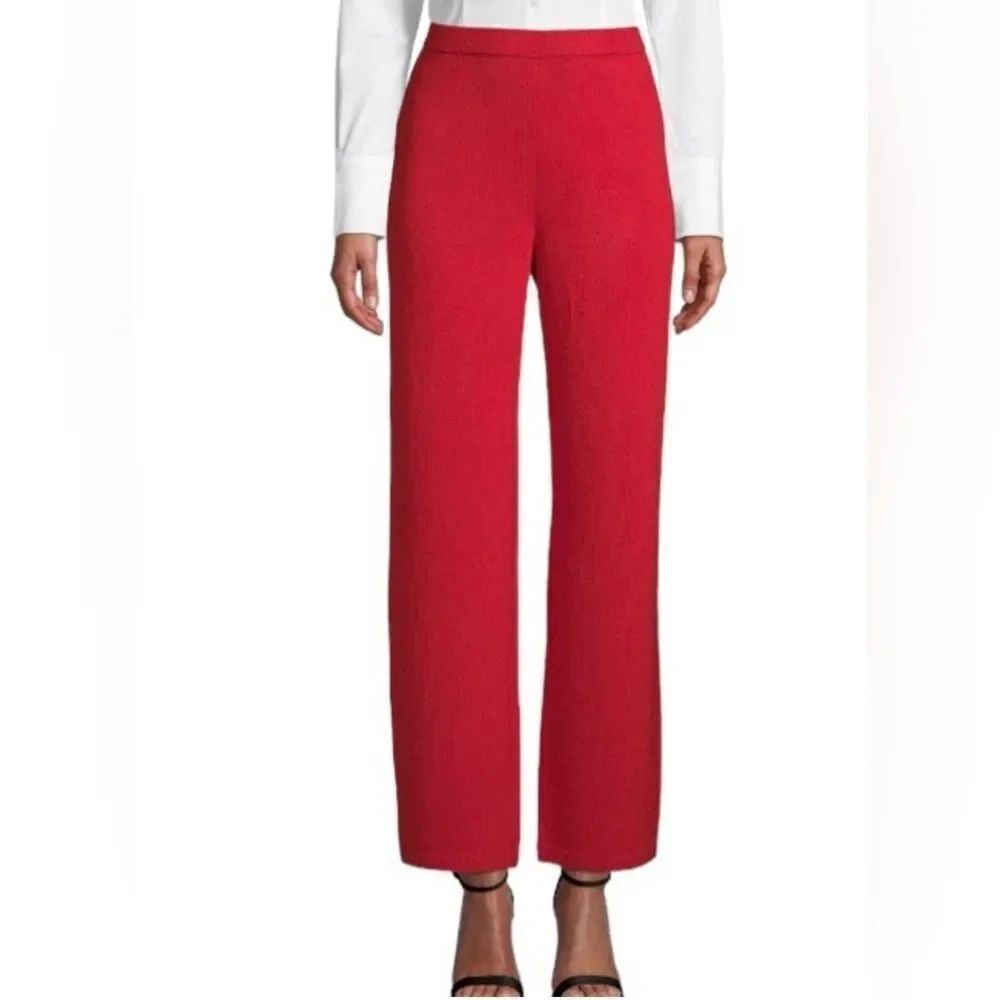 St. John Collection Pants Size 2 Red Santana Knit Pull On Straight Leg Stretch